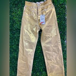Gold Foil Metallic Zara Jeans